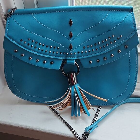 Danielle Nicole's Blue Studded Shoulder Bag - Picture 1 of 10